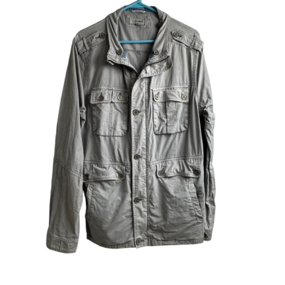 Departwest Buckle Jacket Size Large‎ Light Gray Cotton